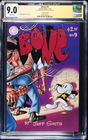 <b>CGC Graded [9.0] Cartoon Books Bone #9</b><br><p style="font-size:10px"> Signed by Jeff Smith - Second Printing</p>