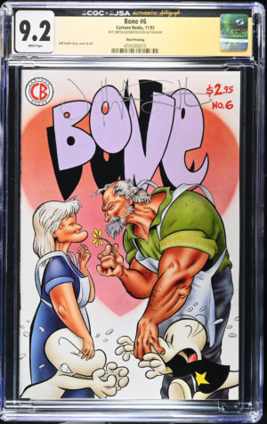 <b>CGC Graded [9.2] Cartoon Books Bone #6</b><br><p style="font-size:10px"> Signed by Jeff Smith - Third Printing</p>