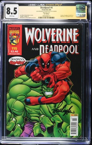 <b>CGC Graded [8.5] Marvel/Panini UK<br>Wolverine & Deadpool #4</b><br><p style="font-size:10px"> Signed Lou Ferrigno</p>