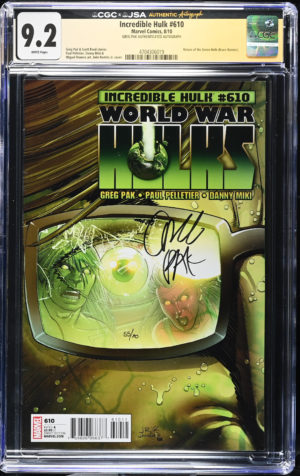 <b>CGC Graded [9.2] Marvel<br>Incredible Hulk #610</b><br><p style="font-size:10px"> Signed by Greg Pak</p>