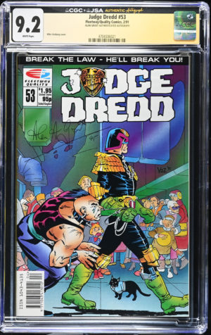<b>CGC Graded [9.2] Fleetway<br> Judge Dredd #53</b><br><p style="font-size:10px"> Signed by Alan Grant</p>
