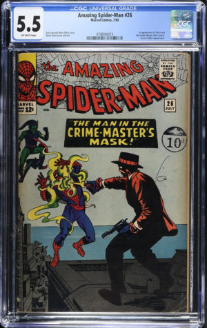 <b>CGC Graded [5.5] Marvel<br> Amazing Spider-Man #26</b><br><p style="font-size:10px"> 1st App Patch & Crime Master</p>