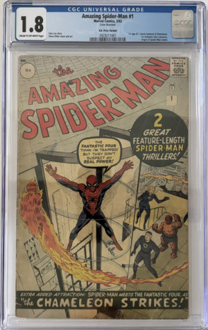 <b>CGC Graded [1.8] Marvel<br> Amazing Spider-Man #1</b><br><p style="font-size:10px"> 2nd App of Spider-Man</p>