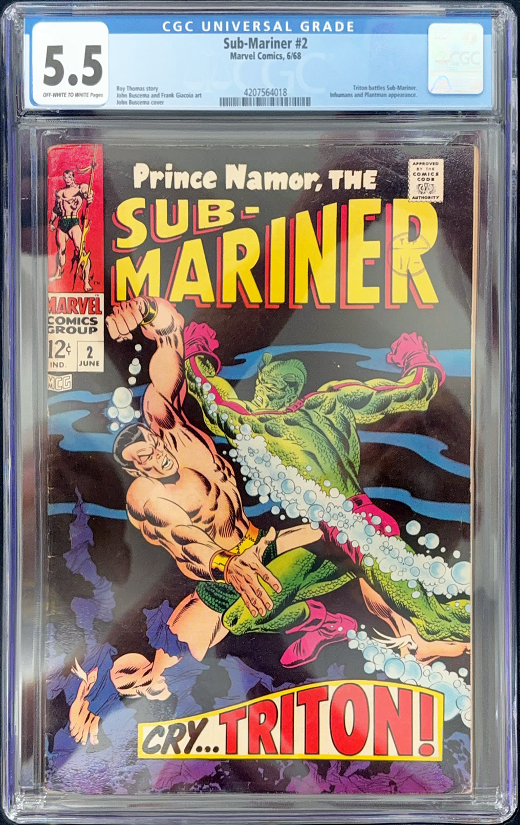 Sub-Mariner #2 (1968) CGC 5.5 | Marvel Comics